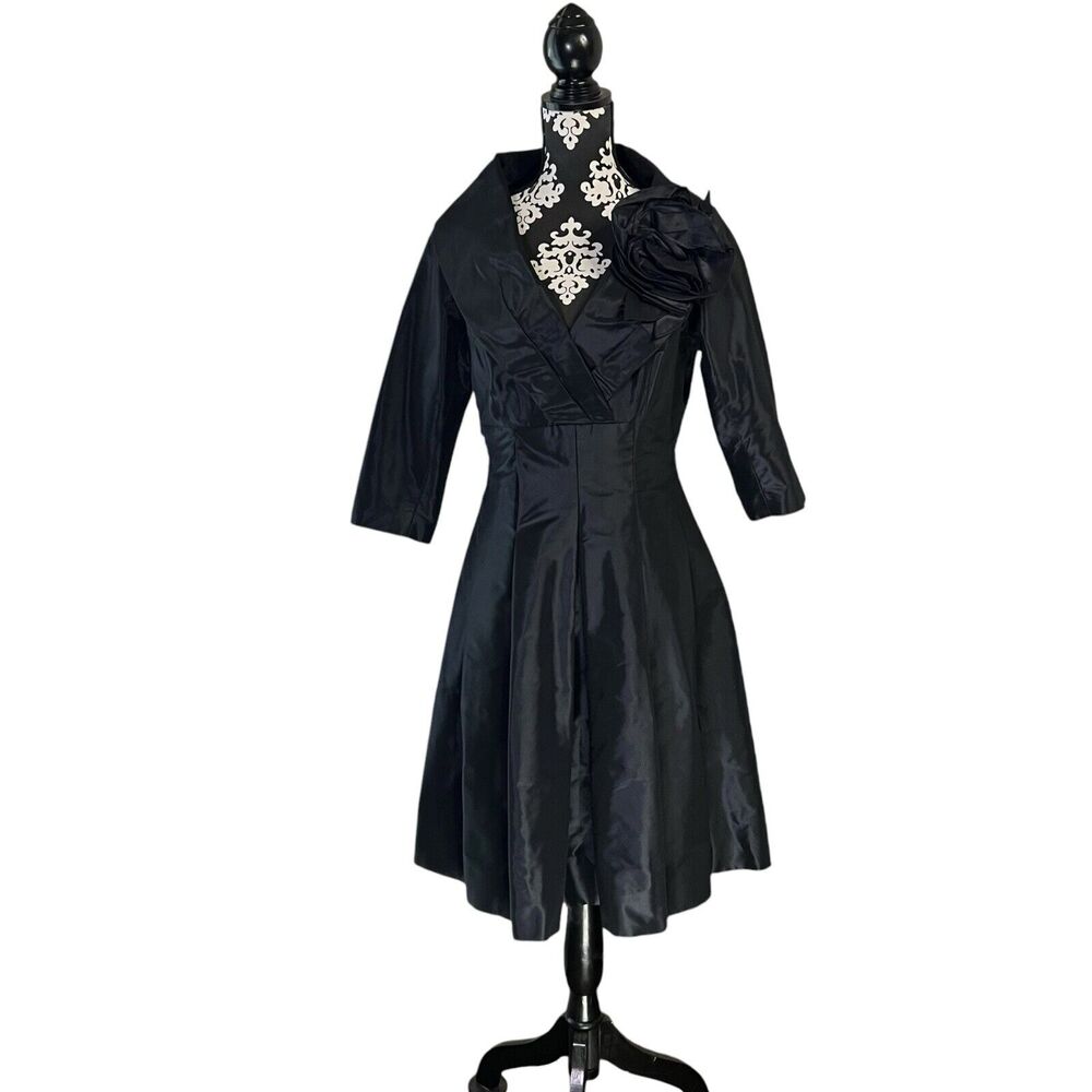 Rickie Freeman for Teri Jon Women Dress Size 10 Black Cocktail Formal Party Vtg